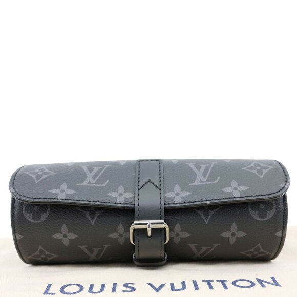 Louis Vuitton  3 Watch Case Monogram Eclipse Pouch Black - Picture 3 of 12